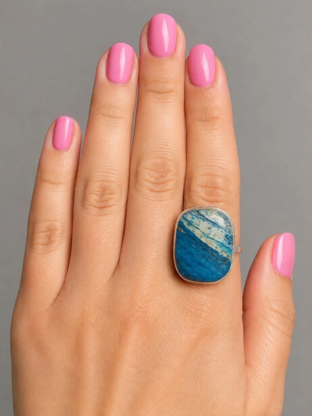Blue Laguna Lace Agate Gemstone Ring Size 6.5